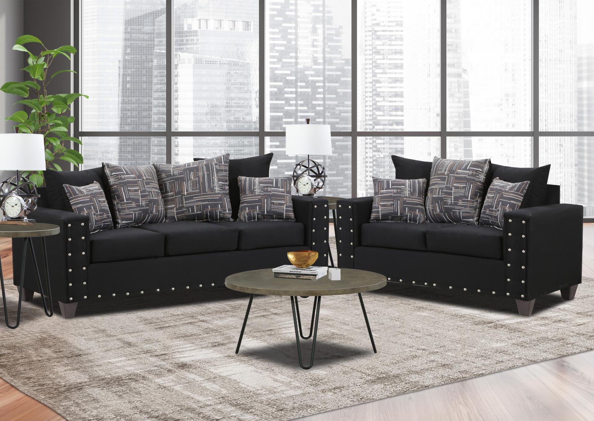 8000 Black Sofa Loveseat FREE 3pc Table Set Woodstock Furniture Value Center